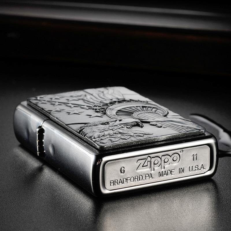 打火机zippo正版美国原装花沙贴章自由女神神火zippo