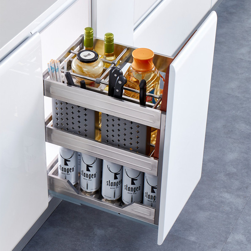 调味拉篮威万事橱柜厨房不锈钢调料抽屉阻尼缓冲拉篮