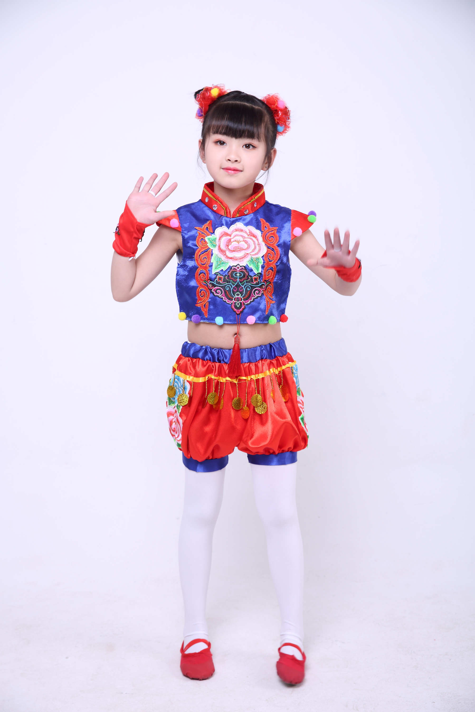 儿童六一喜庆演出服民族民族舞舞蹈采梦娃中国灯笼裤儿童演出服