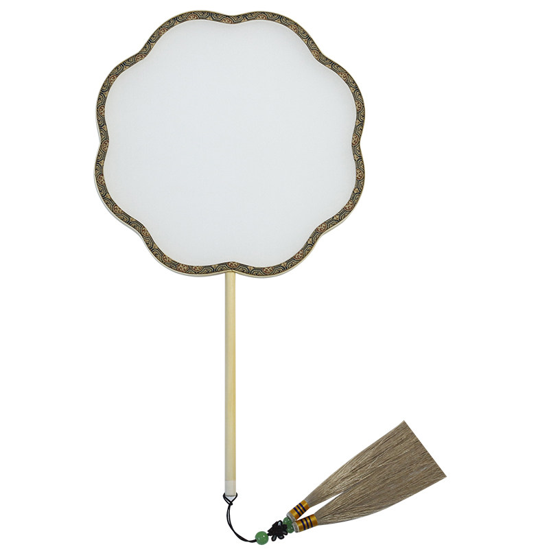 白宫扇古扇团典中国国风单面空绢真丝工笔画刺绣扇子