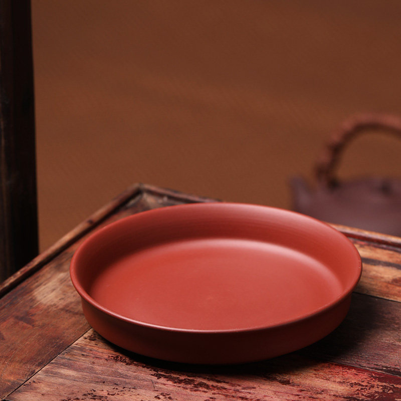 手拉潮汕茶盘圆形功夫茶茶具朱泥茶海潮潮州茶船茶盘