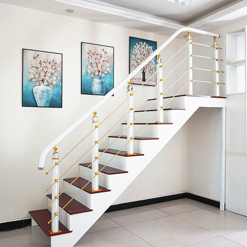 新中式现代栏杆护栏家用别墅实木简约玻璃旋转楼梯扶手