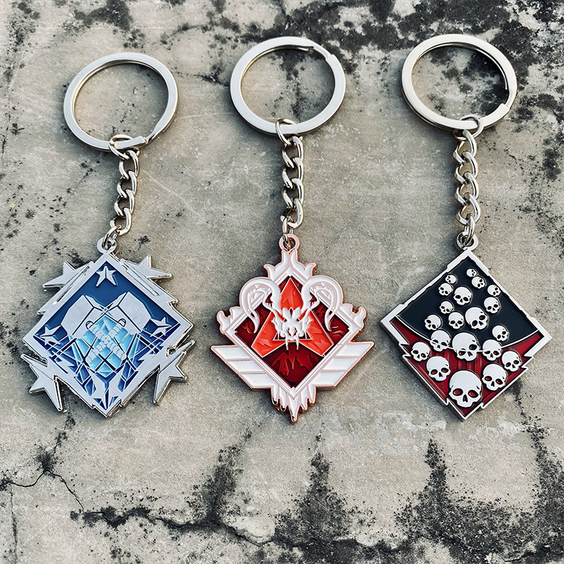 apex英雄周边金属双锤钥匙扣骷髅海排位徽章挂件游戏