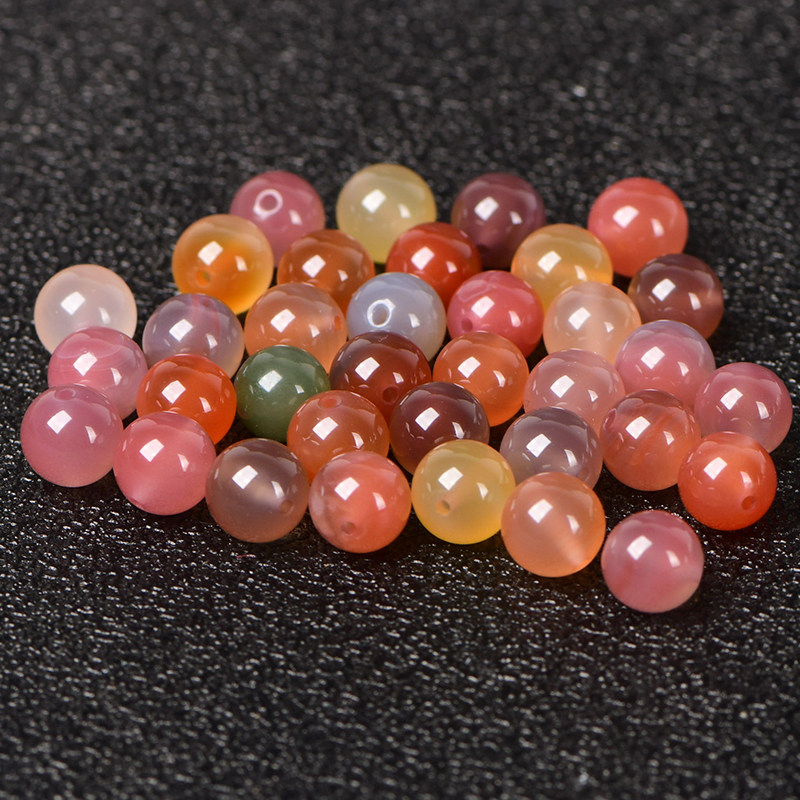 高档7a天然盐源玛瑙散珠子diy包晶饰品配件材料隔珠串珠圆珠奢华