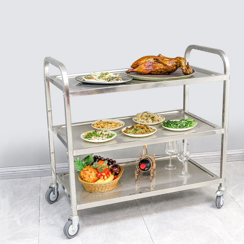 餐车诺美恒盛不锈钢三层加厚无磁酒店上菜移动餐车