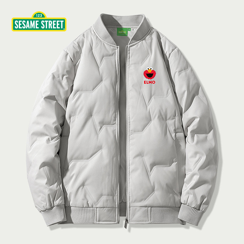 sesame白鸭绒棒球鸭绒艾摩street学生潮牌男潮羽绒服羽绒服