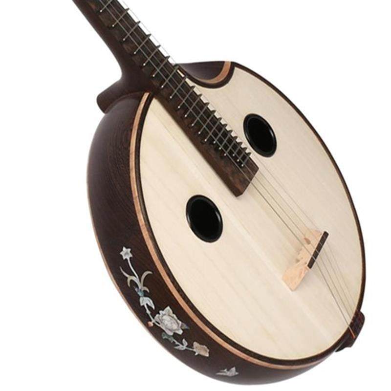 鸡翅木直头月全圆圆孔贝雕乐器中阮阮琴阮