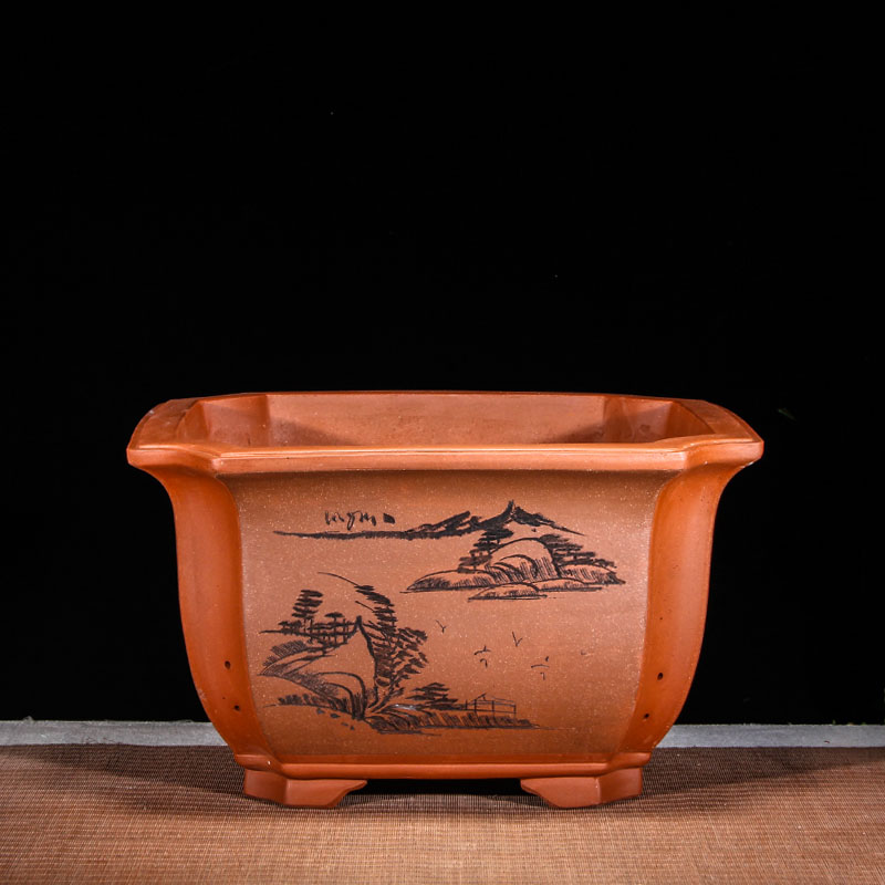 特大号六方紫砂花盆陶瓷盆景室内花卉兰花铁树花盆