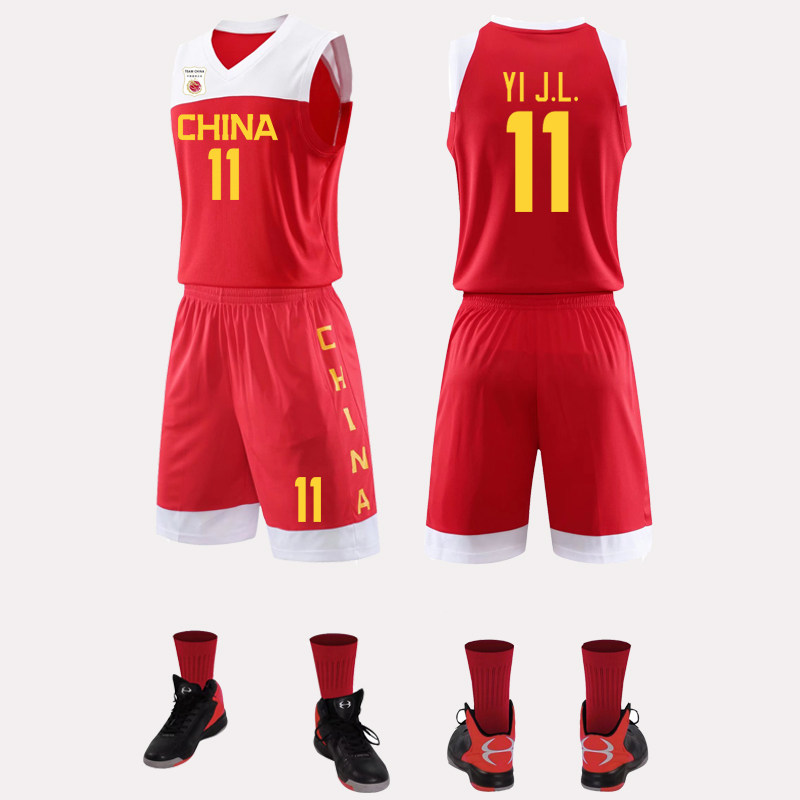 中国男篮球衣易建联国家队篮球套装定制组队训练篮球服