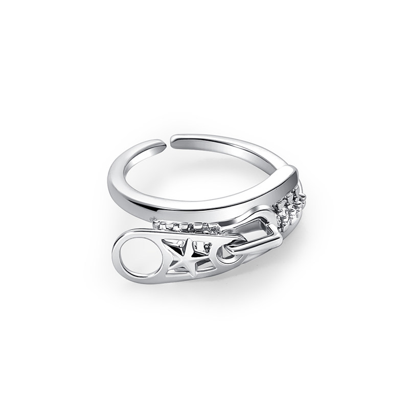 me 饰品简约开口镂空拉链戒指街头时尚精致戒指