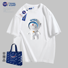 NASA MCQ联名2024新款小熊卡通字母男女情侣同款纯棉T恤短袖价格比较