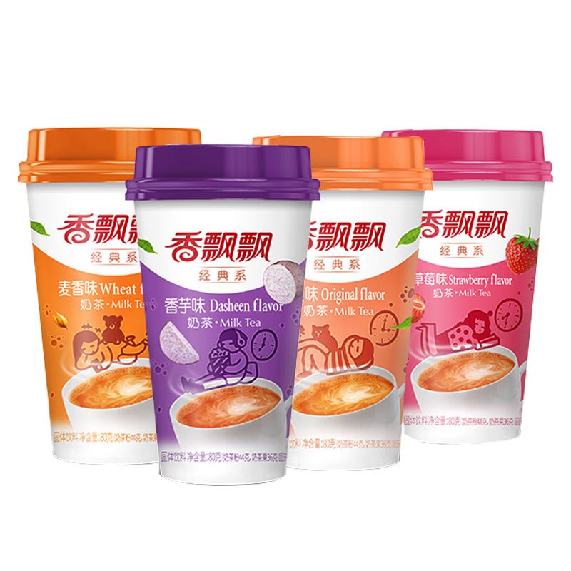 香飘飘奶茶经典杯装椰果奶茶80g三连杯多口味奶茶早餐冲饮速食