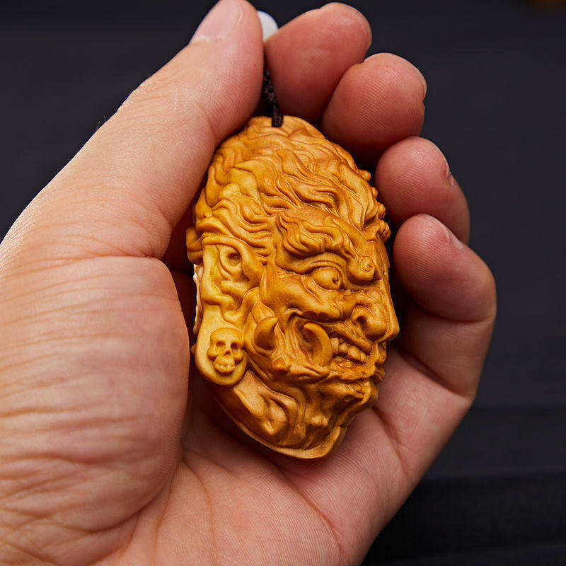 太行崖柏一念之间木雕手把件雕刻佛魔头挂件男士 随身把玩件工艺品