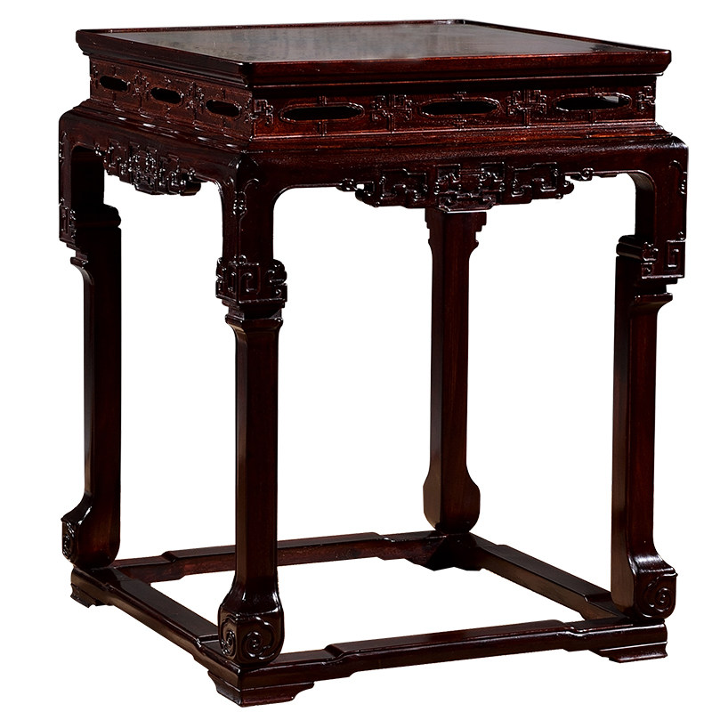 血檀花架红木方形大盆盆景客厅清式红酸枝雕花花架