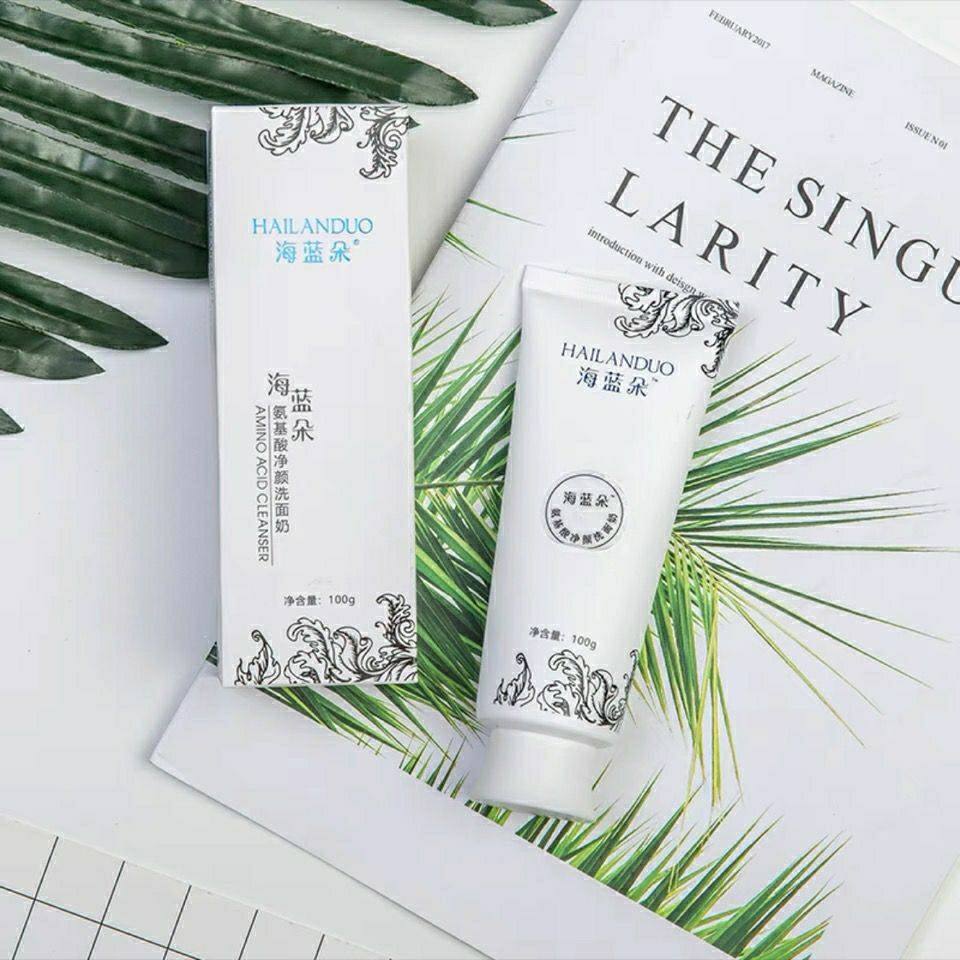 海蓝蓝朵氨基酸洗面奶女男补水保湿控油深层清洁洁面