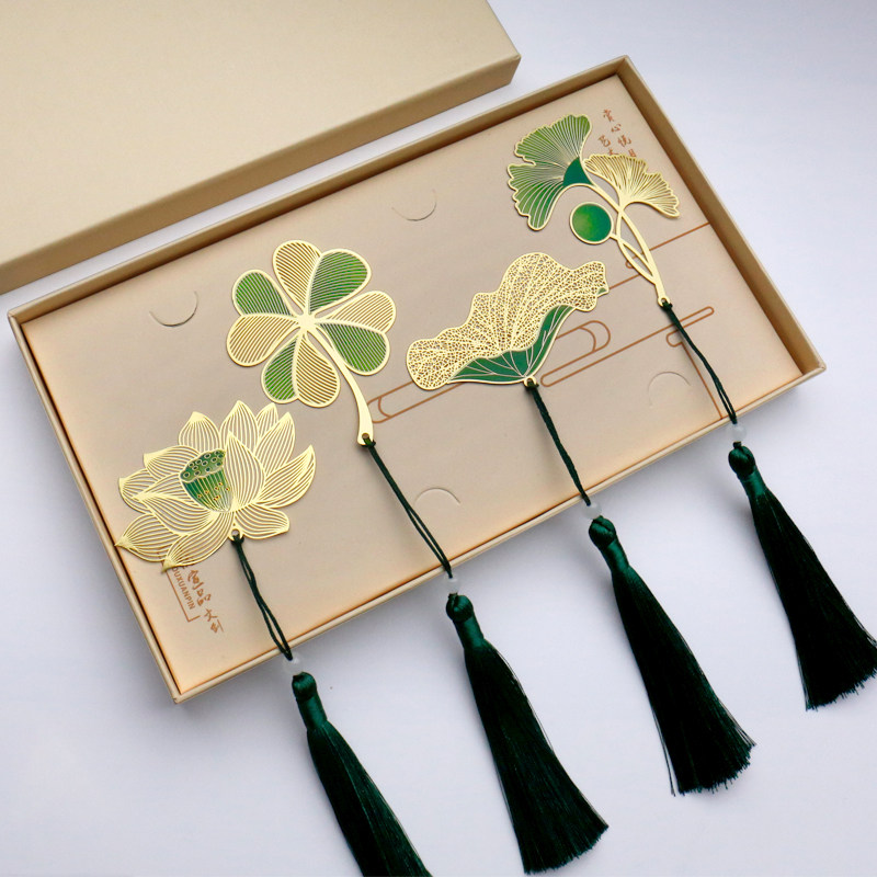 书签古典中秋节文艺古风精美儿童学生荷花国风书签