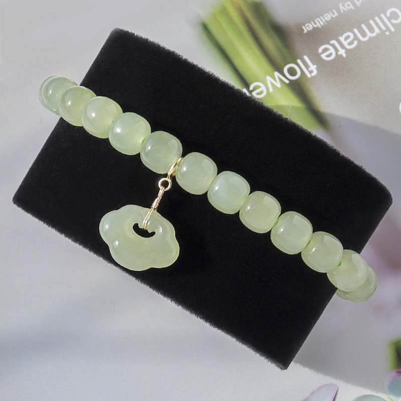 天然和田玉平安扣手链老型珠ins小众设计高级感串珠晴水福牌手串