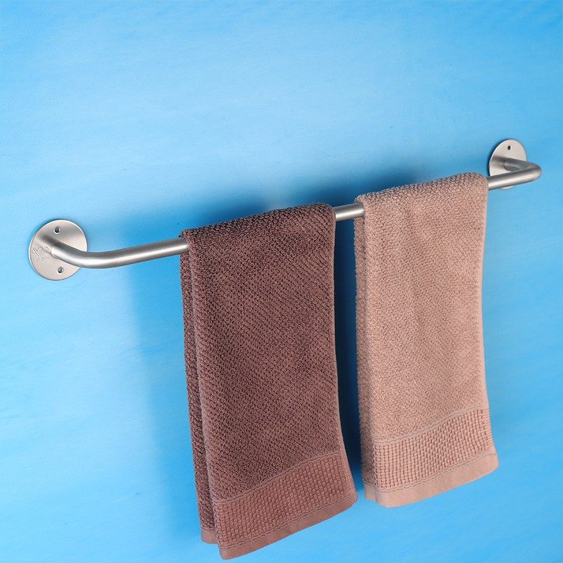 3巾4不锈钢毛0杆毛杆单巾挂杆卫生e间毛巾架子免打孔毛巾架打孔式