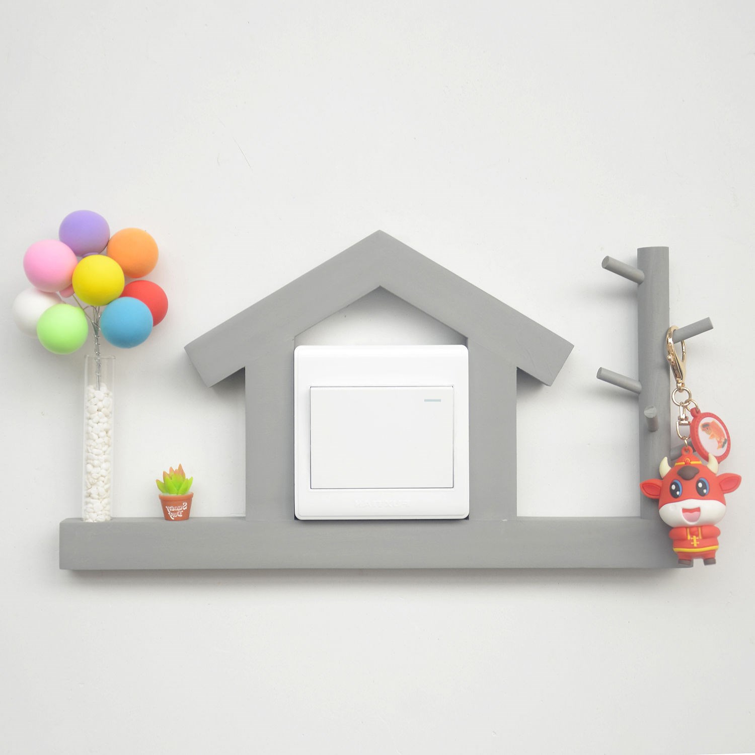 开关轻奢少女装饰保护套实木开关插座遮丑面板开关贴