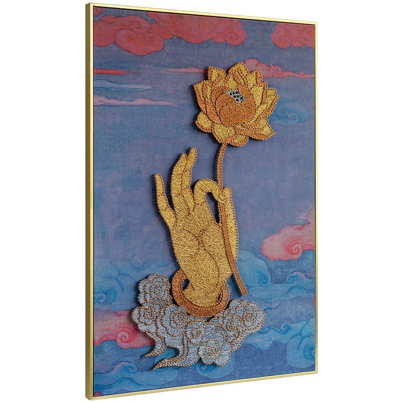 中式佛手莲花绕线画diy手工手工制制作弦丝画长辈diy