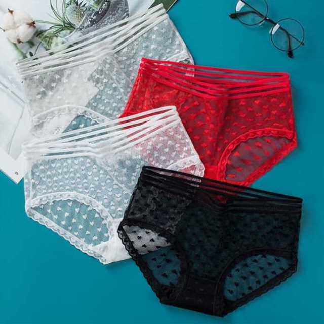 女士蕾丝三角内裤女性惑舒适纯棉裆女生薄款中低腰性感夏季短裤头