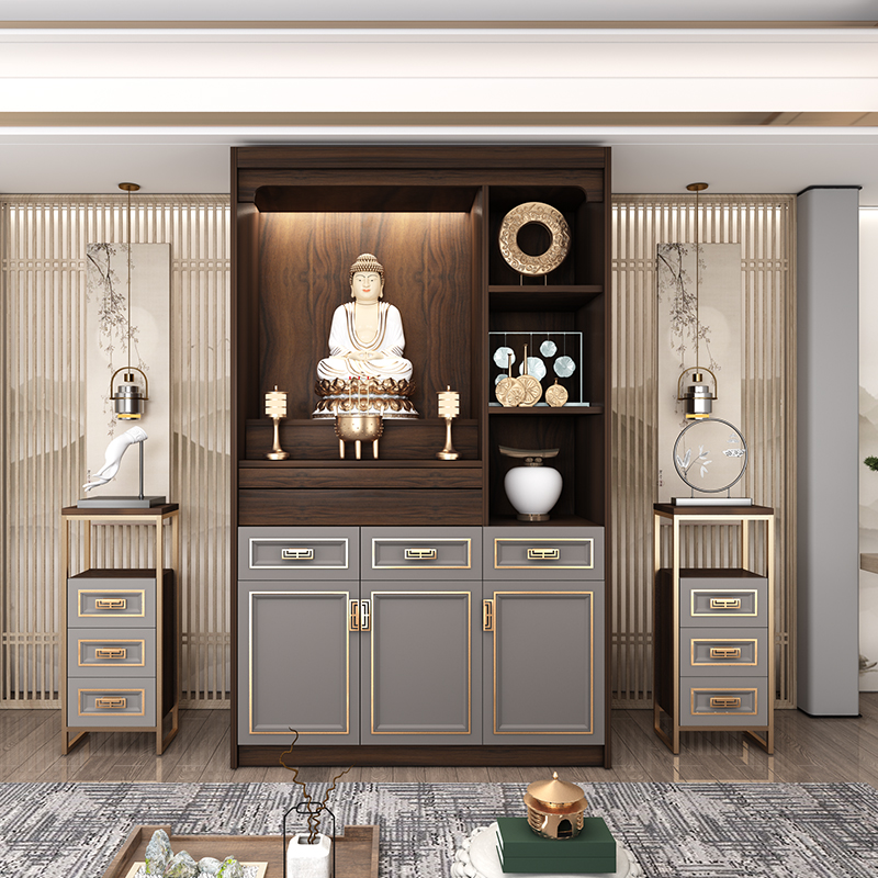 家用佛龛带门供桌佛台财神爷供奉台佛柜神龛佛像佛柜