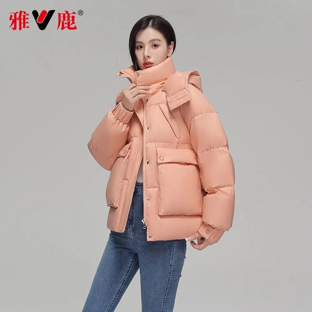 雅鹿官方正品羽绒服女2022年新款时尚潮流宽松免洗面包服外套女