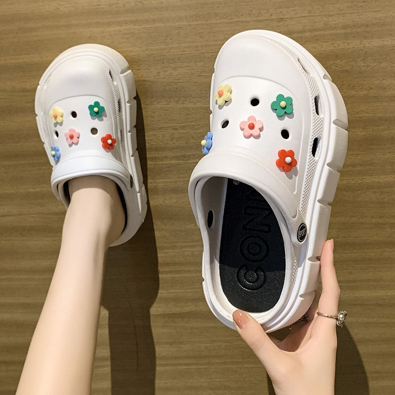 甜系少女凉鞋小花花花减龄洞洞鞋女夏季居家洞洞鞋