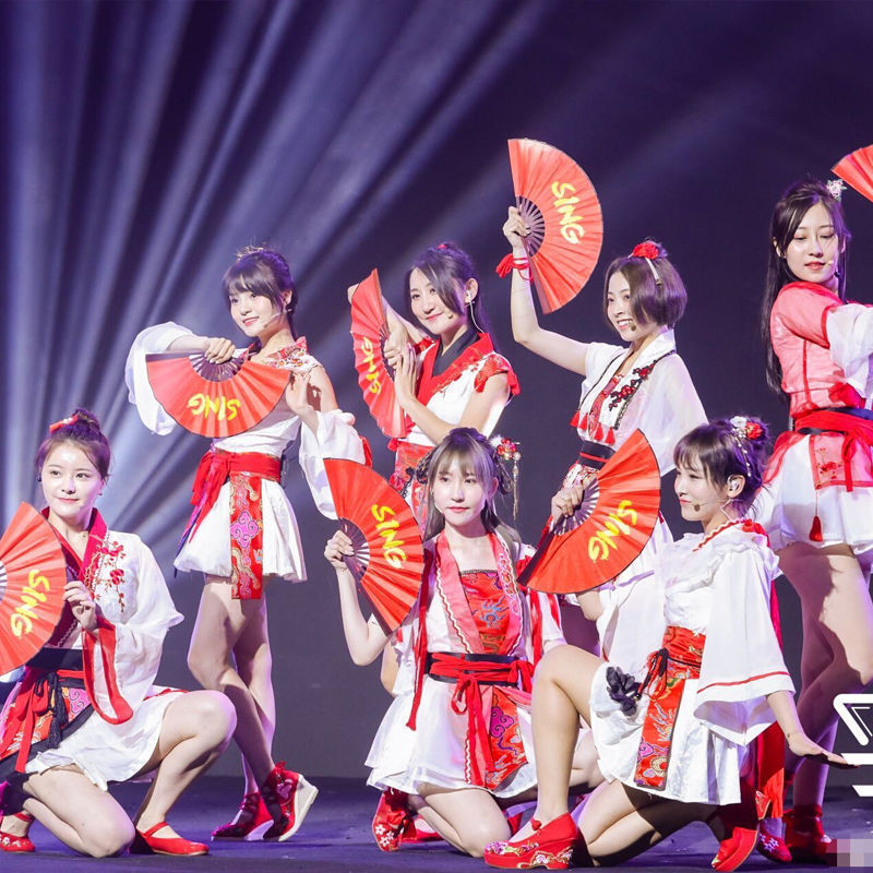 古装cos服sing女团寄明月红昭愿舞蹈学生汉服短裙打歌服演出服装