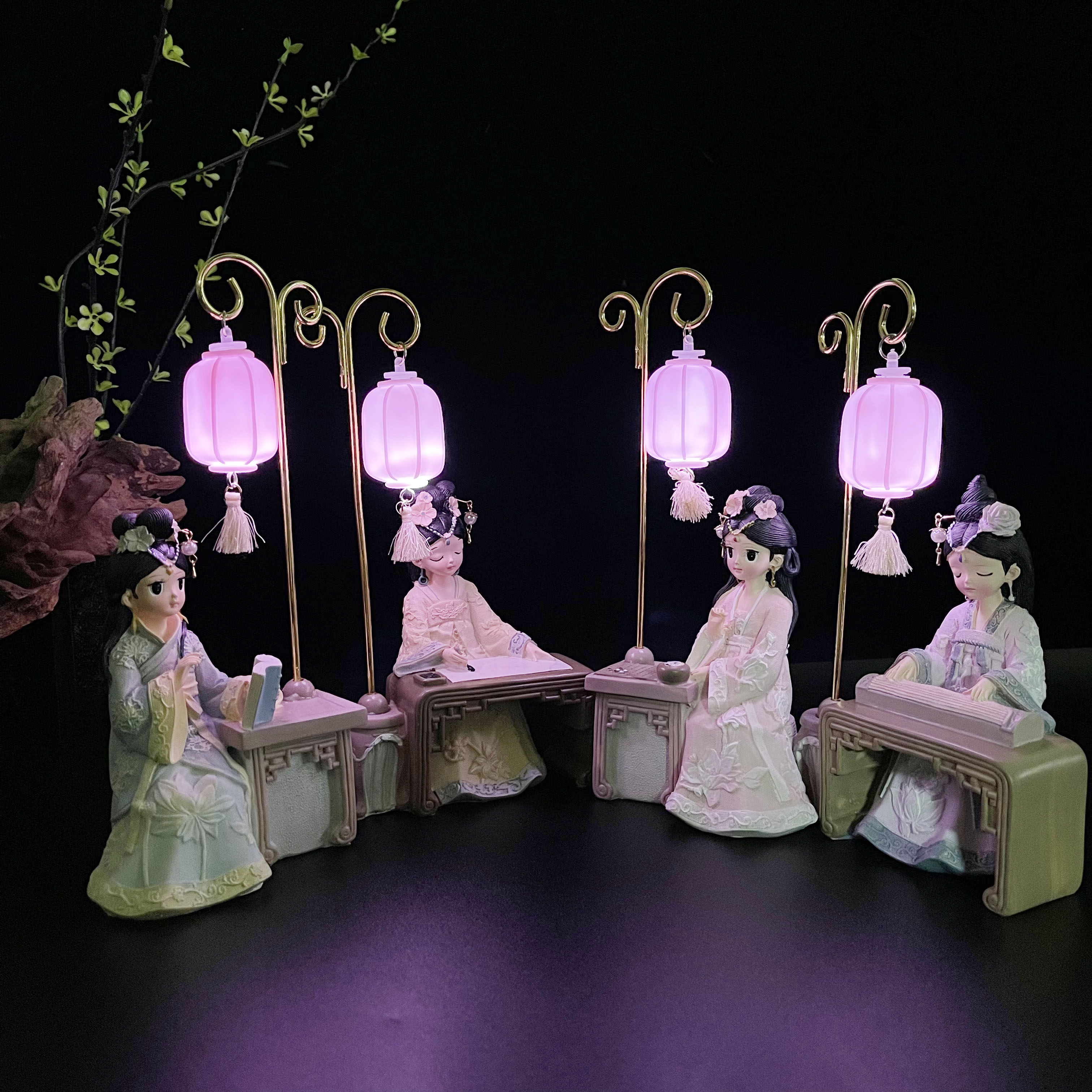 古装汉服女孩娃娃摆件树脂琴棋书画古风少女手办摆件