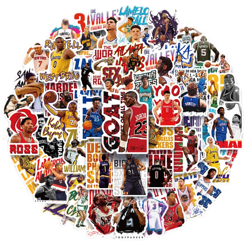 nba贴纸球星库里詹姆斯贴画ipad笔记本电脑平板行李箱笔记本个性小