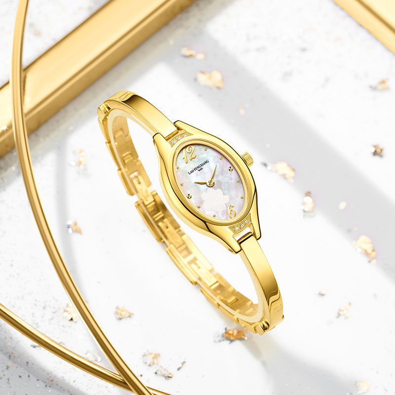 女士lfx老凤祥纯金手表足金石英表奢华尊贵黄金国产腕表