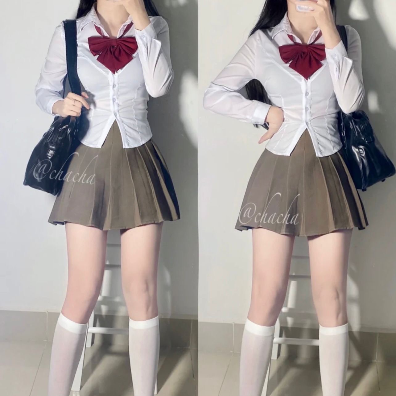 纯欲辣妹修身显瘦收腰衬衫百褶裙jk制服裙女时尚套装