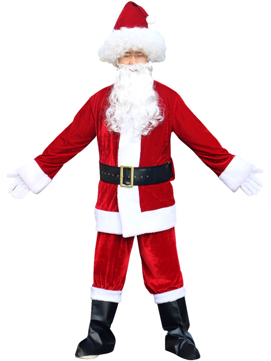 圣诞节老人服装成人金丝绒圣诞老公公套装演出演出服圣诞服饰