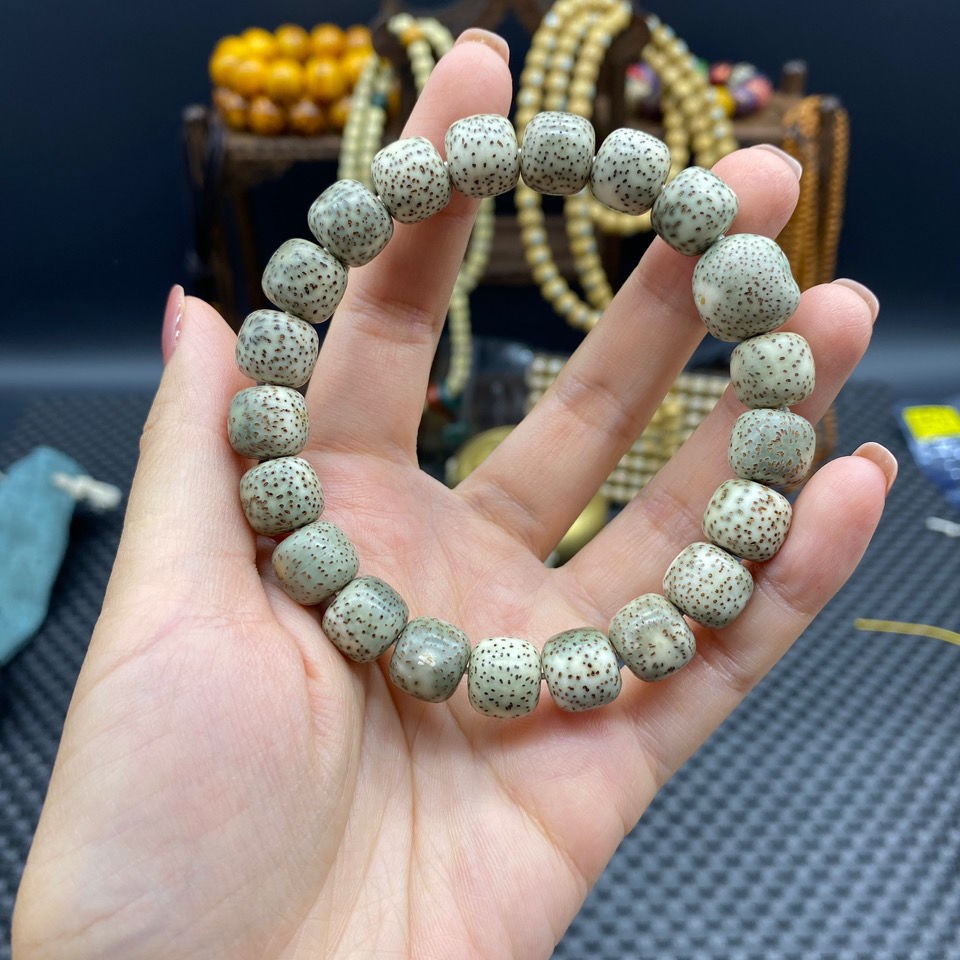 海南星月菩提石玉料搭配精工阿呆单圈男女款手串佛珠