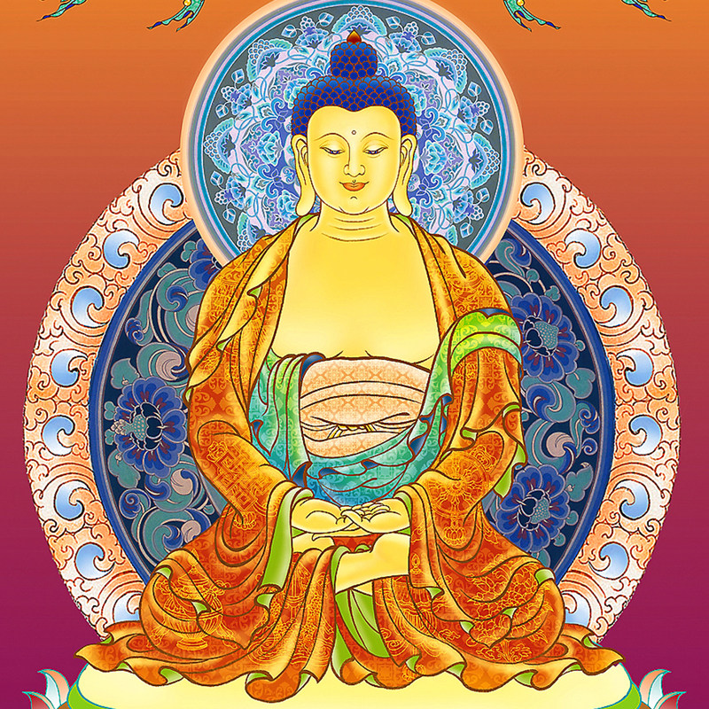 七宝如来画像南无妙色多宝卷轴佛堂装饰画结缘国画