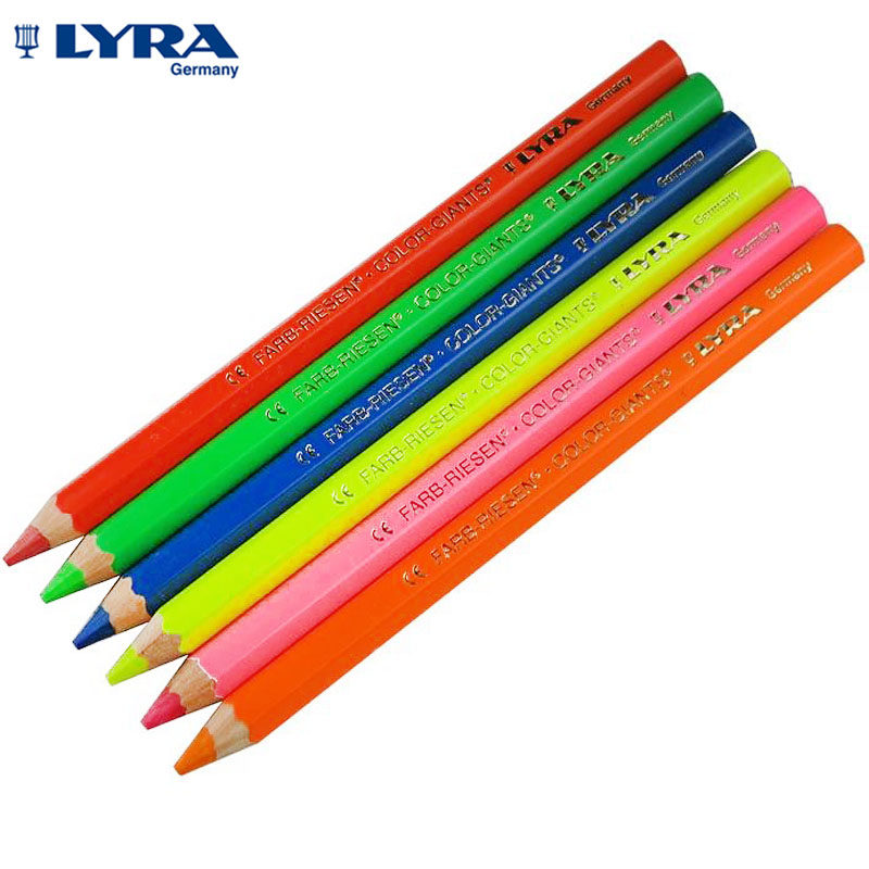 德国原装正品lyra艺雅6色粗杆荧光彩色铅笔铅笔