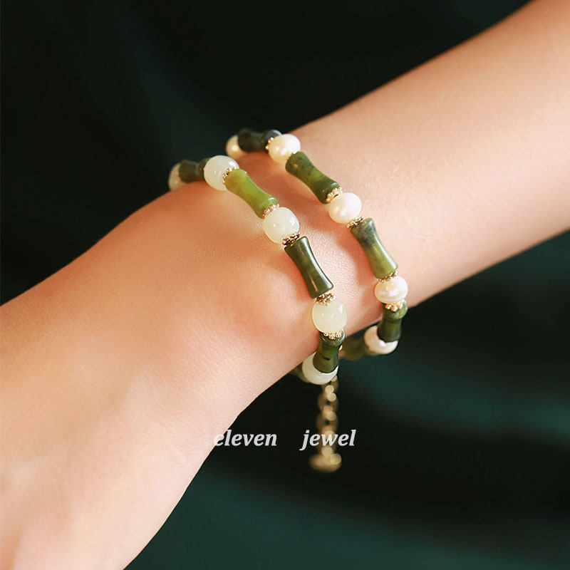 上岸橄榄石珍珠竹节手链女国潮新中式简约复古手链
