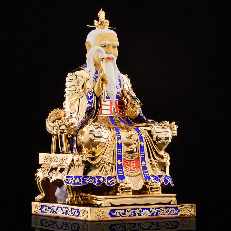 太上老君神像台湾纯铜鎏金道家始祖道德天尊摆件