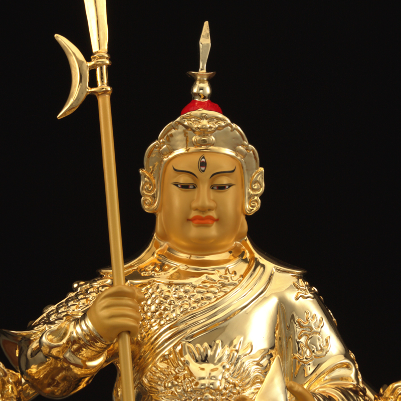华光大帝神像台湾纯铜鎏金三眼灵光马天君道家护法灵官二郎神摆件
