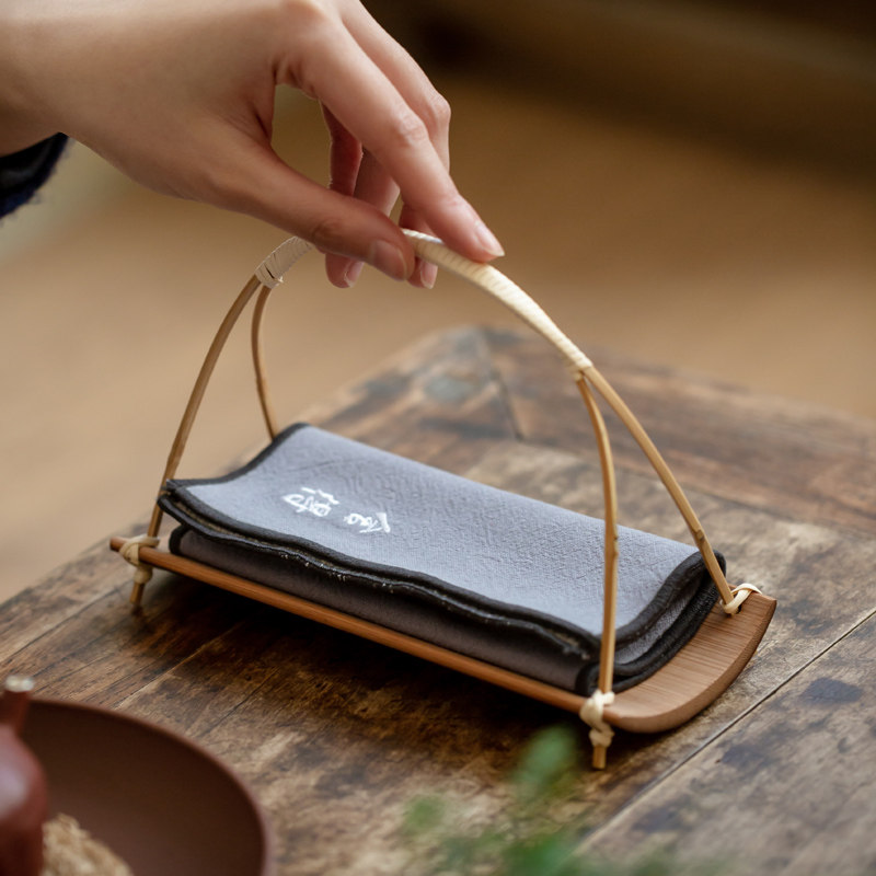 双面棉麻茶巾禅意茶布刺绣吸水茶席茶艺家用茶巾