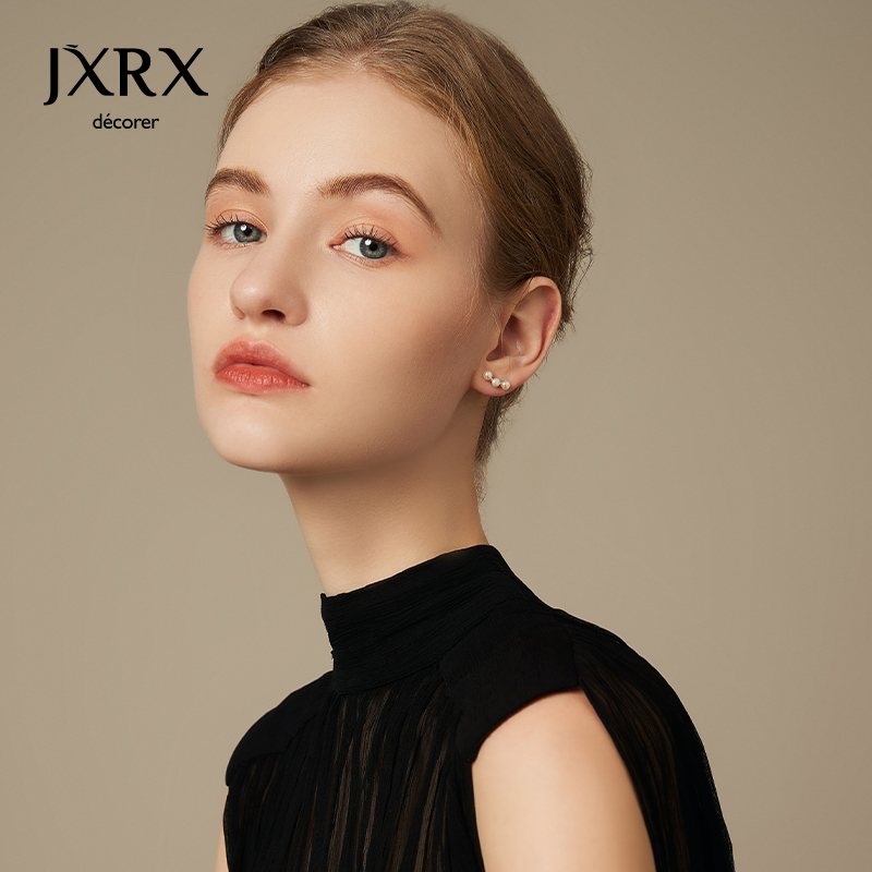 jxrx小众银针冷淡时尚耳环短发独特耳钉珍珠耳环