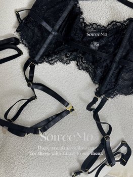 Soiree Mo Paranoid* Black Advanced Eyelash Lace Sexy Bra Set ສໍາລັບແມ່ຍິງ