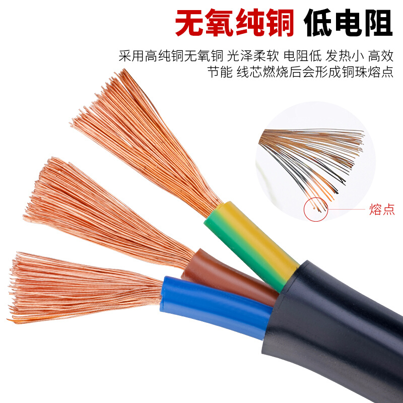 广东电缆厂国标纯铜2芯3芯4芯护套线1.5/2.5/4/6平方软电线电源线