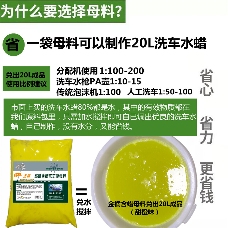 凌傲洗车液蜡水母料汽美车行4s自助清洁高泡沫浓缩兑水20升大桶