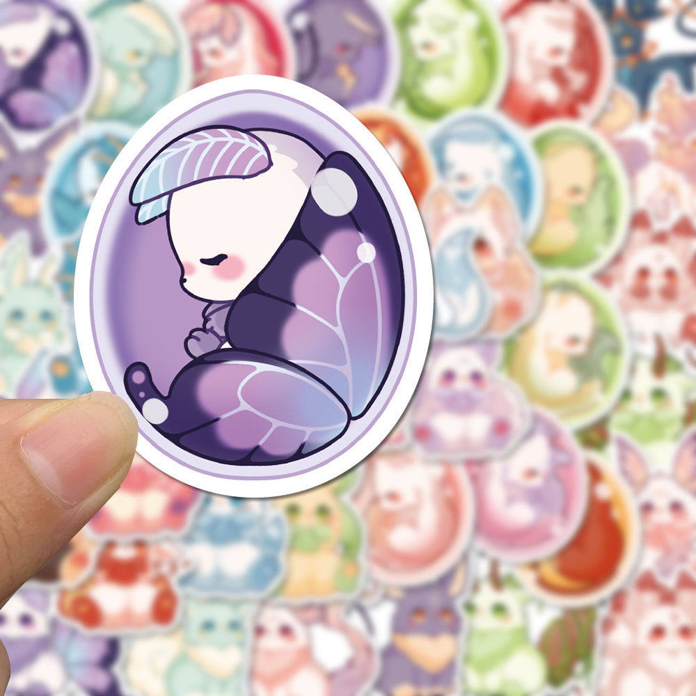 原创50张幻想生物可爱卡通贴纸呆萌精美手账贴纸