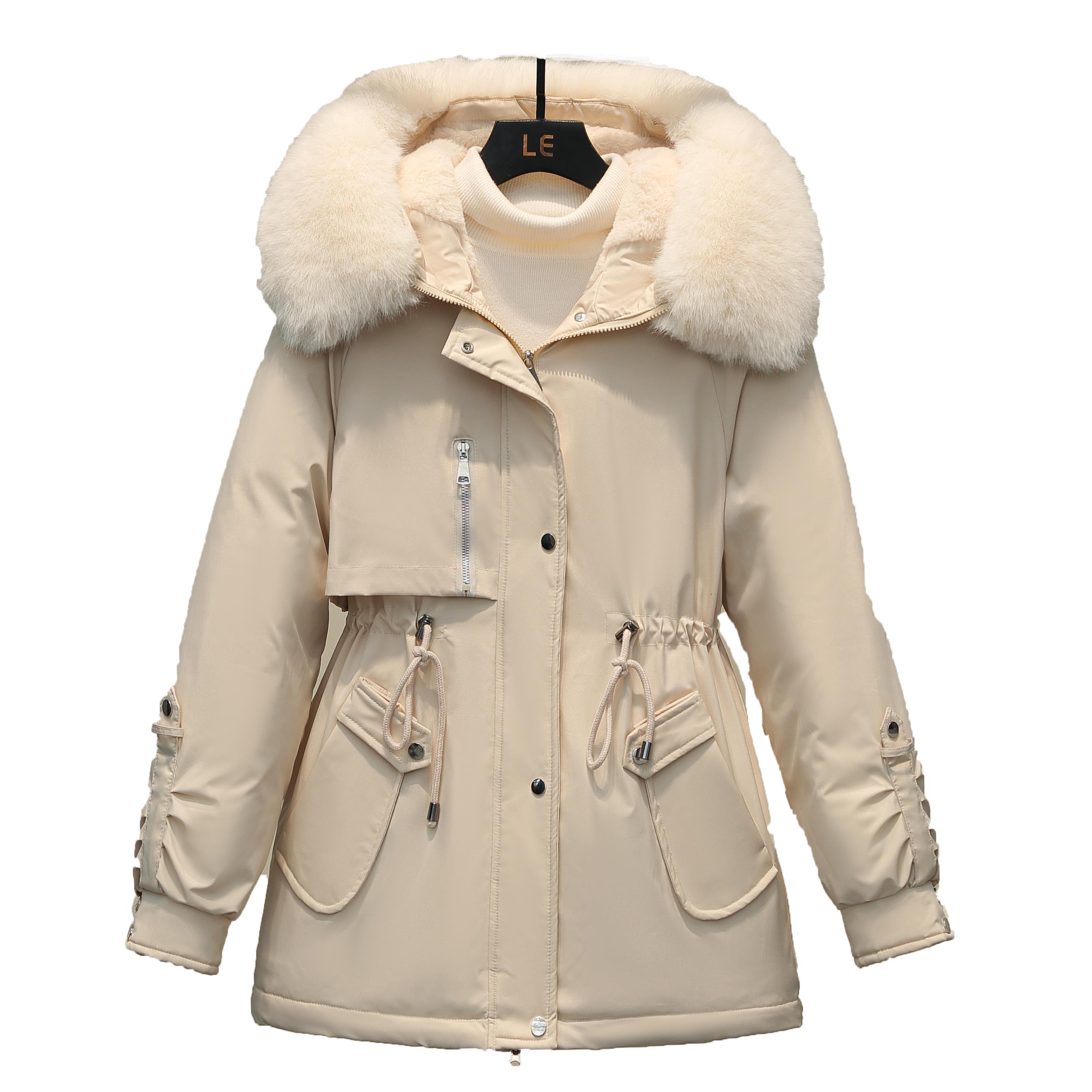 派克棉服女2022冬季中长款加绒大毛领羽绒棉服韩版加厚保暖潮