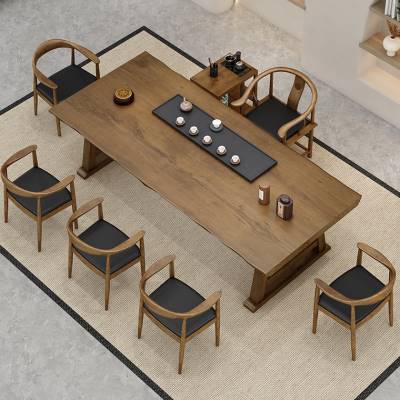 茶桌实木桌椅组合店面接待茶台长条功夫泡茶茶几