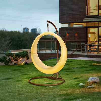 发光月亮吊椅室外家用阳台网红充电月牙摇椅秋千