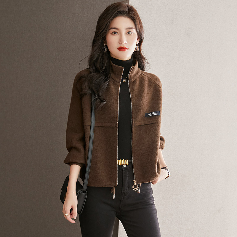 小个子洋气貂毛外套女2022新款秋冬装水貂绒拉链大衣短款女士开衫